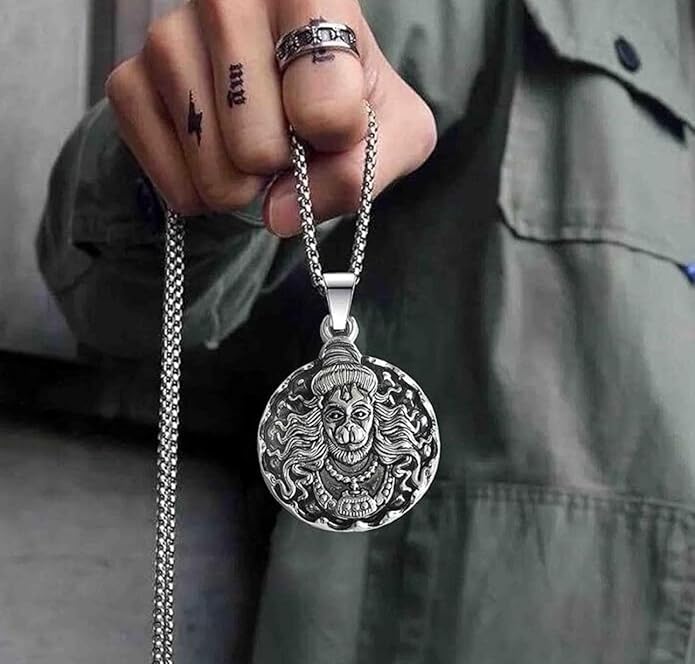 Hanuman ji Silver Pendant With Chain