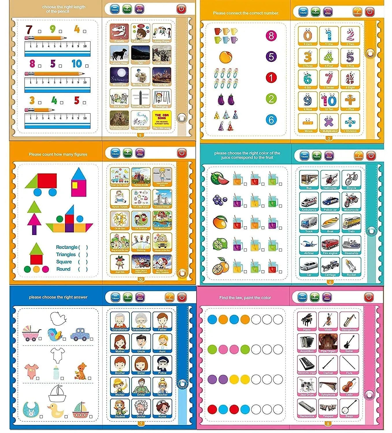 Interactive Children Book -Musical English Educational Phonetic Learning Book for 3 + Year Kids Toddlers AC (Intelligence study Book)