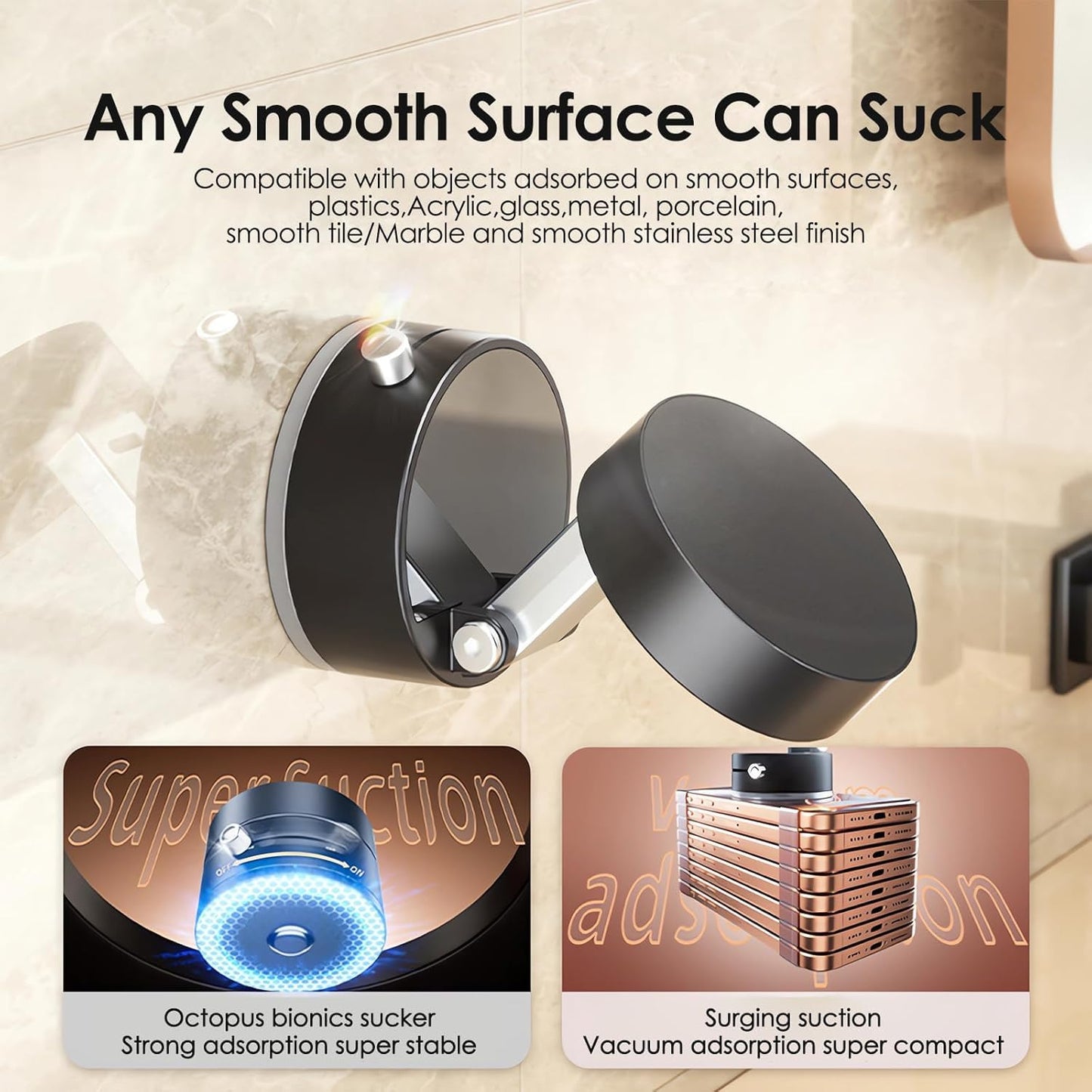 Crowd Clicks® 360° Magnetic Car Mobile Holder for Dashboard Vacuum Suction Phone Holder Mount Hand Free Magnetic Cell Phone Stand with Strong Grip Shockproof Suction Cup for Car Gym Office Table