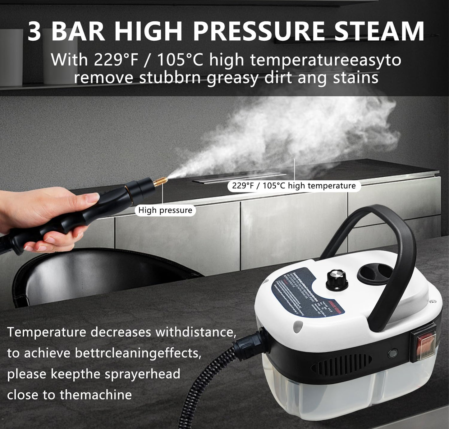 Handheld High-Temperature Pressurised Steam Cleaner