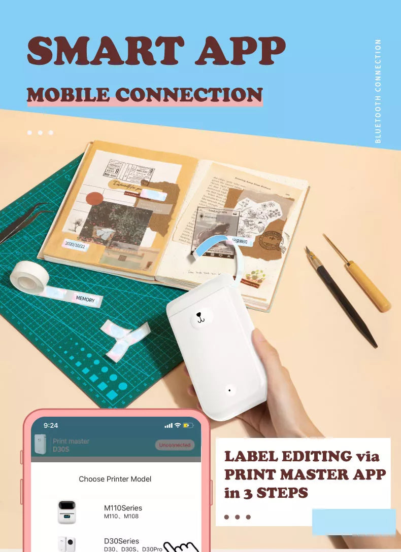 Portable Wireless Thermal Label Printer