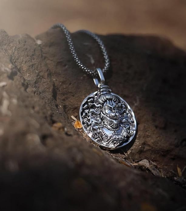Hanuman ji Silver Pendant With Chain