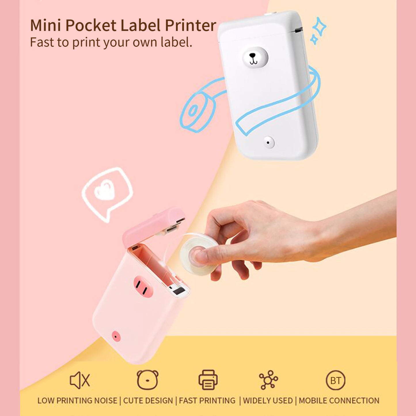 Portable Wireless Thermal Label Printer