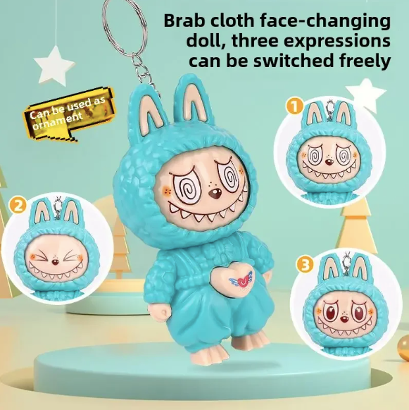 Face Changing Labubu Doll Keychain (Pack Of 2)